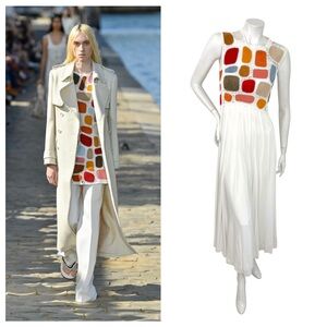 Chloé SS2022 Leather Patchwork Silk Maxi Dress FR36